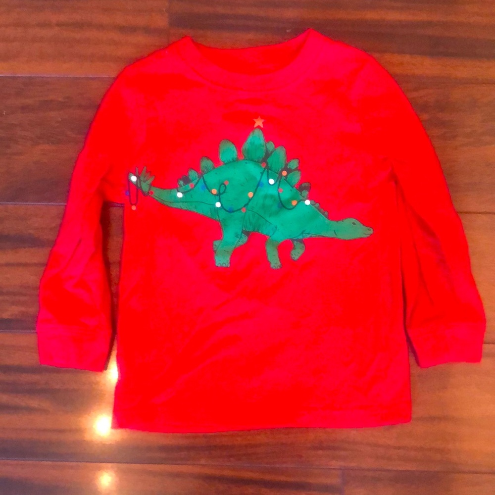 Christmas dinosaur long sleeve tee